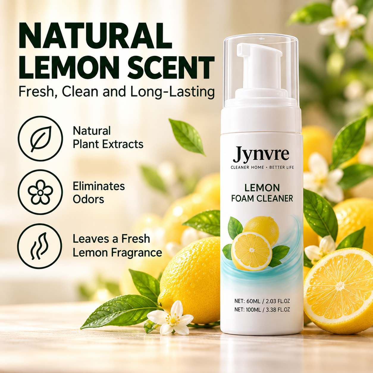 Jynvre Lemon Foam Cleaner with fresh lemon scent