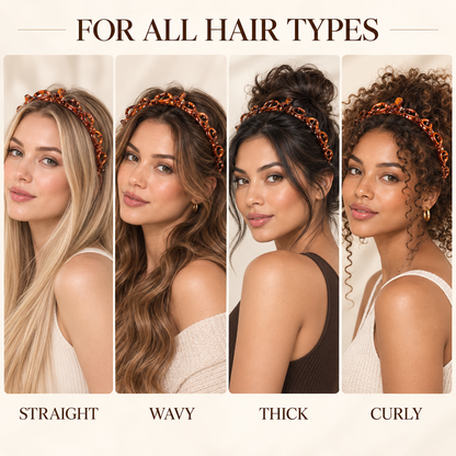 2Pcs Women Headband with Clips Double Layer Design Anti-slip Hairband Bang Braided Hair