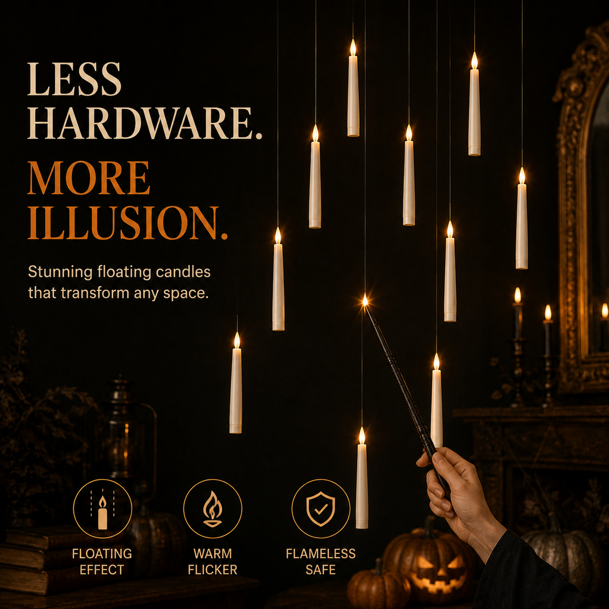 12pcs Hanging LED Candles With Magic Wand Remote