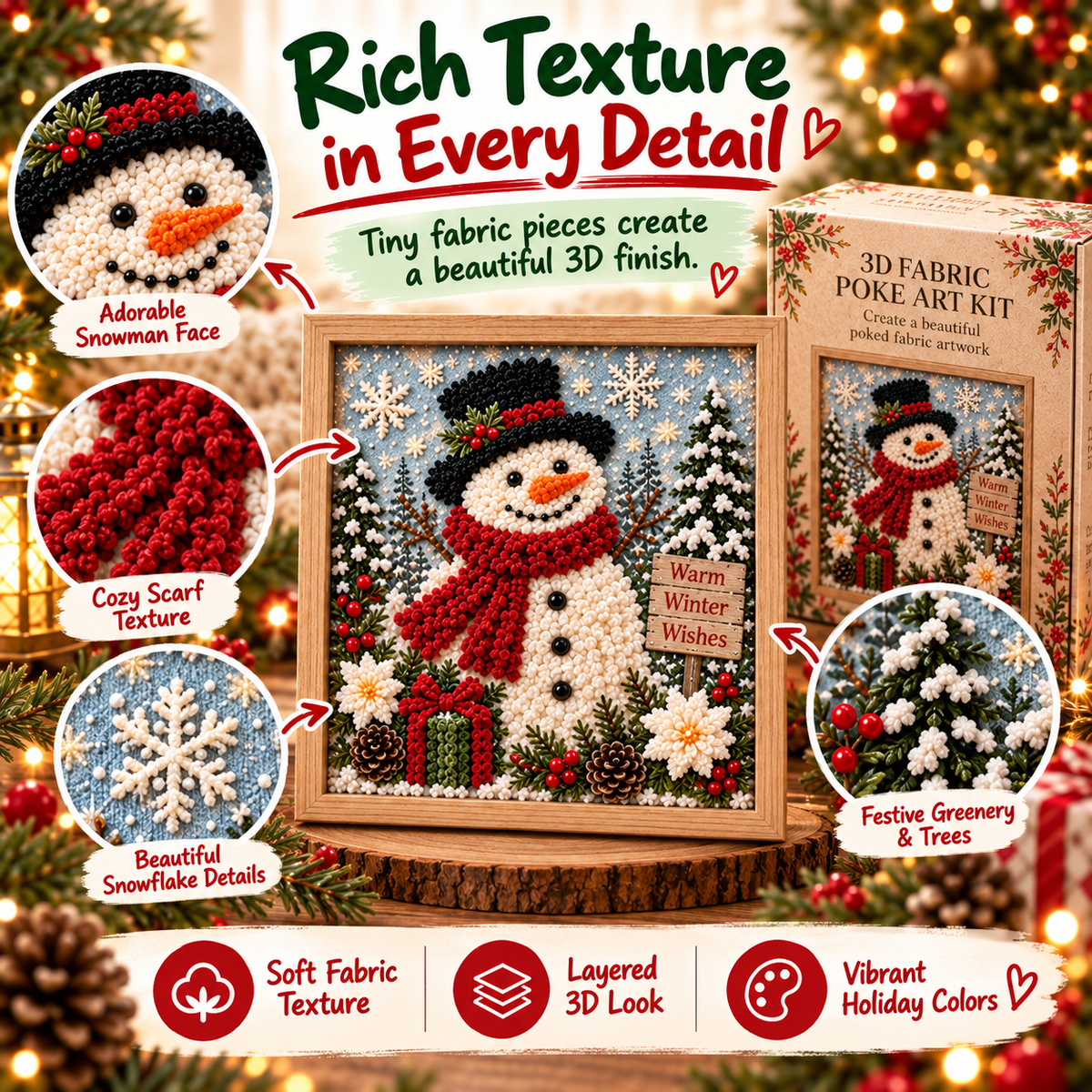 Christmas 3D Fabric Poke Art Kit