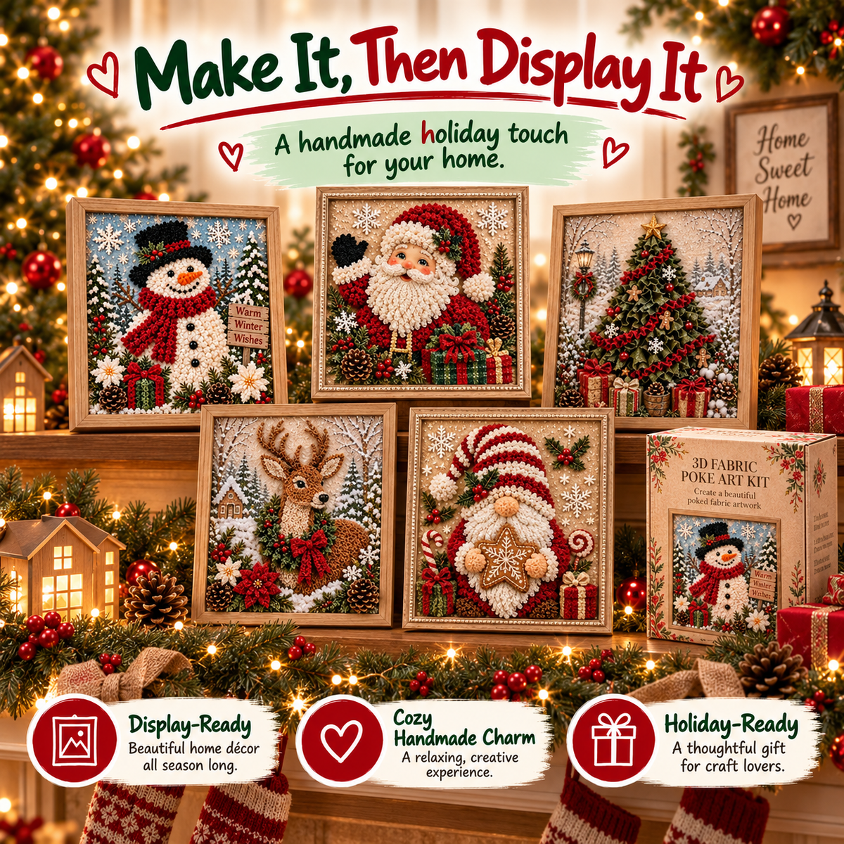 Christmas 3D Fabric Poke Art Kit