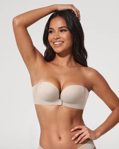 Front-Closure Wireless Padded Strapless Bra