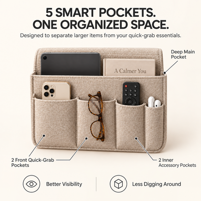 5 Pockets Felt Bedside Storage Organizer, Hanging Storage Organizer🛏️