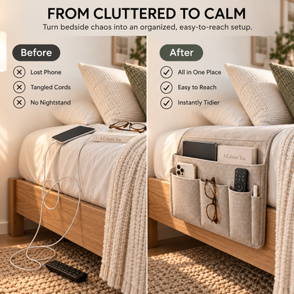 5 Pockets Felt Bedside Storage Organizer, Hanging Storage Organizer🛏️