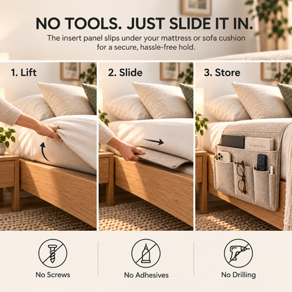 5 Pockets Felt Bedside Storage Organizer, Hanging Storage Organizer🛏️