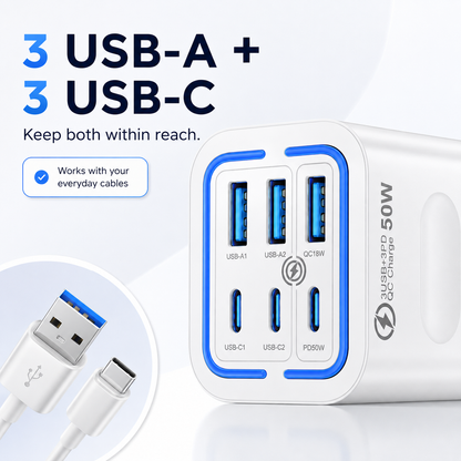 6-Ports Fast Charging Phone Charger US Plug