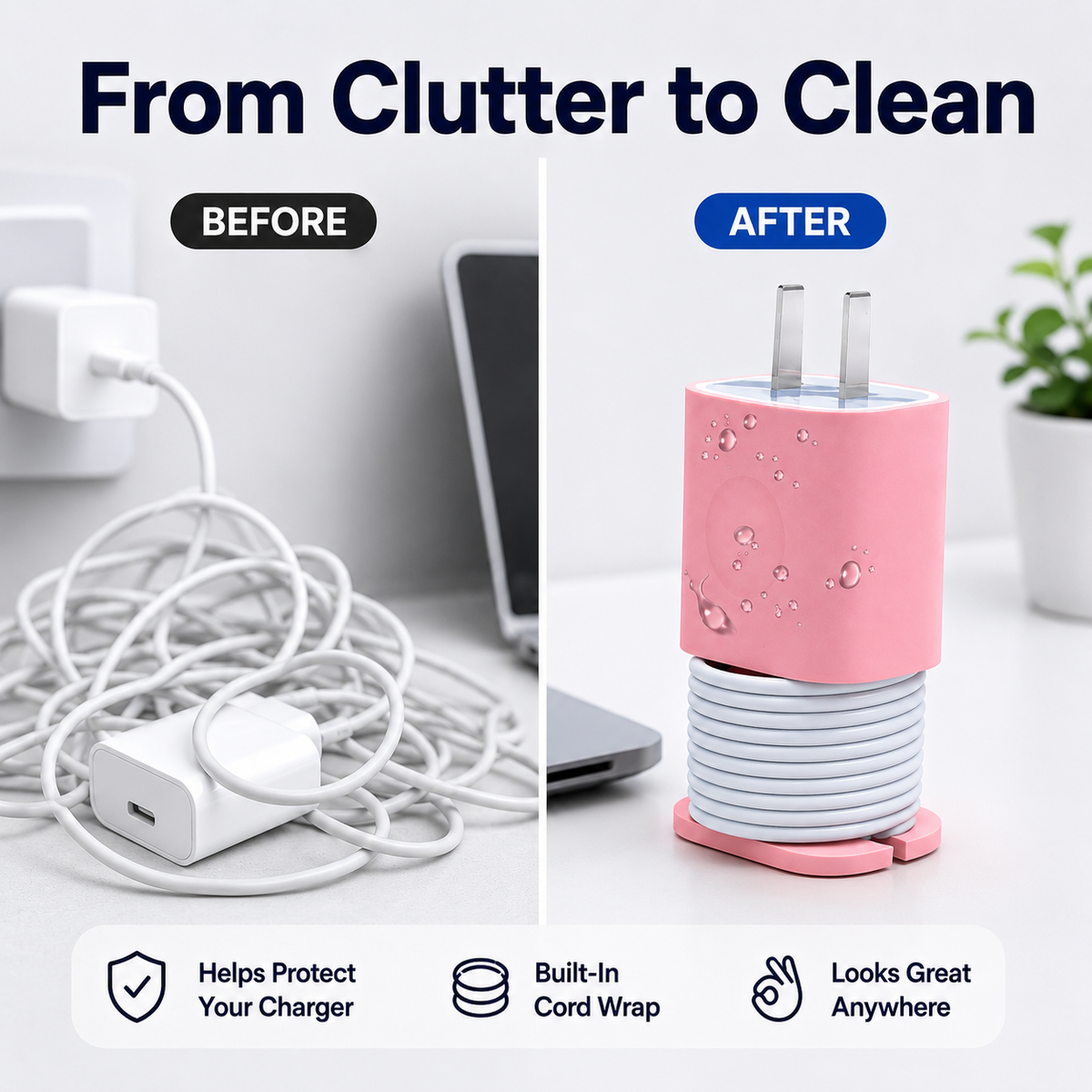 🔥2-in-1 Silicone Charger Protector – No More Messy Wires, No More Scuffed Chargers 🧼