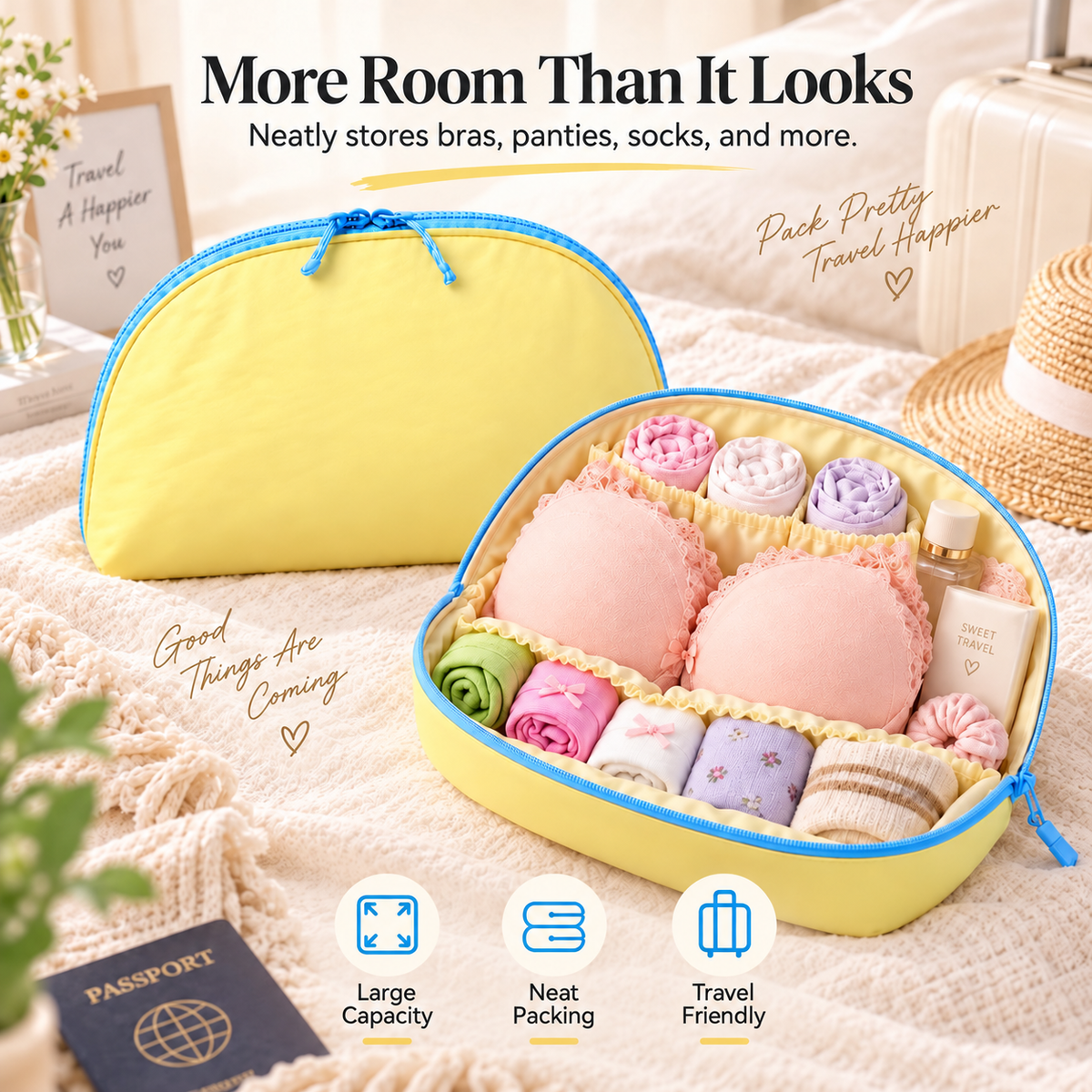 🧳 3-in-1 Travel Underwear Storage Bag