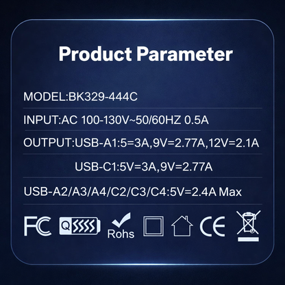 8-Port Fast Charging USB Hub (4 USB-C + 4 USB-A)