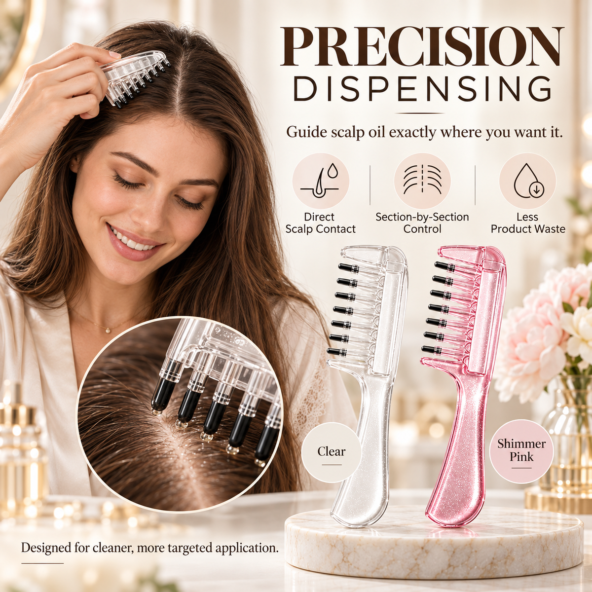 Crystal Roller Scalp Oil Applicator Comb