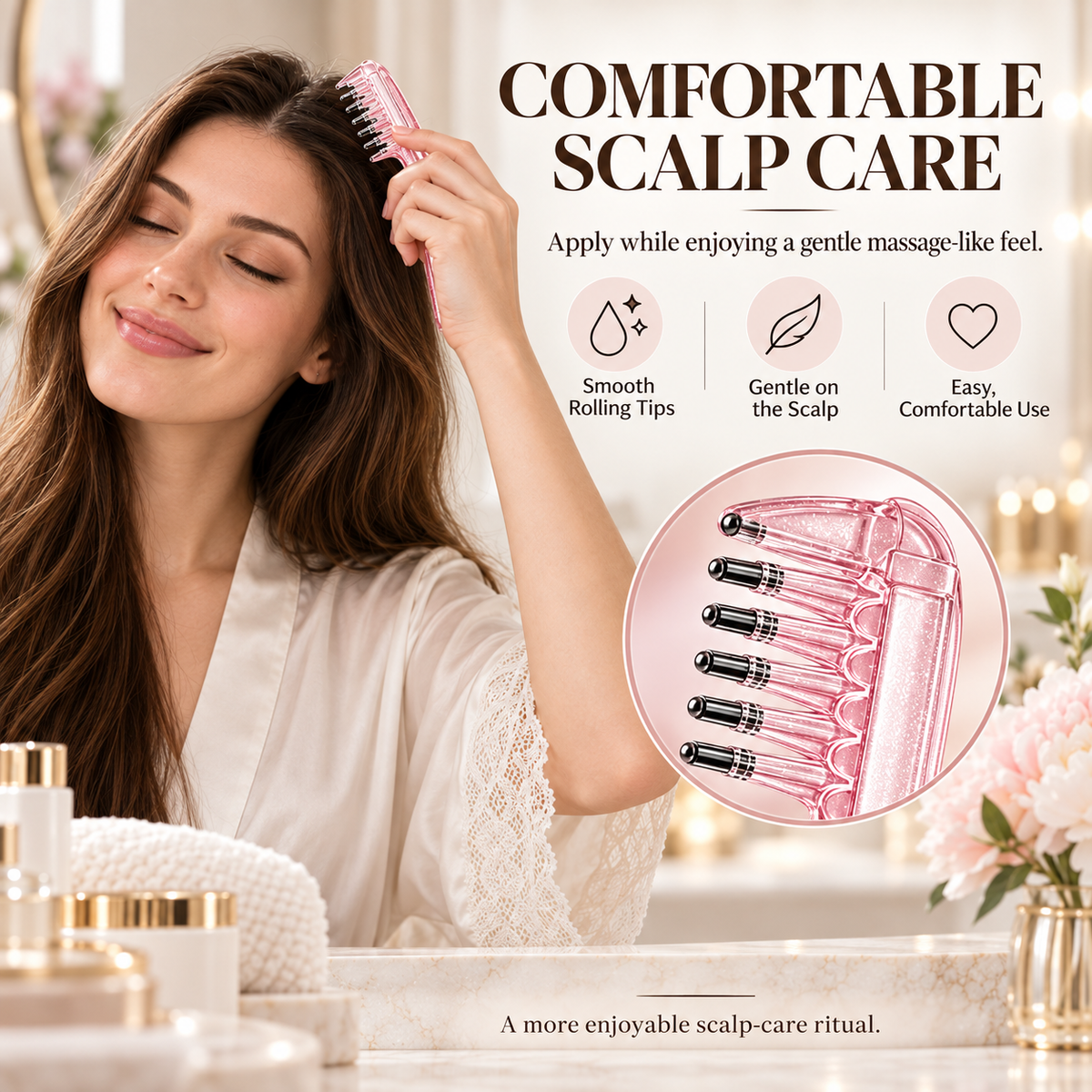 Crystal Roller Scalp Oil Applicator Comb