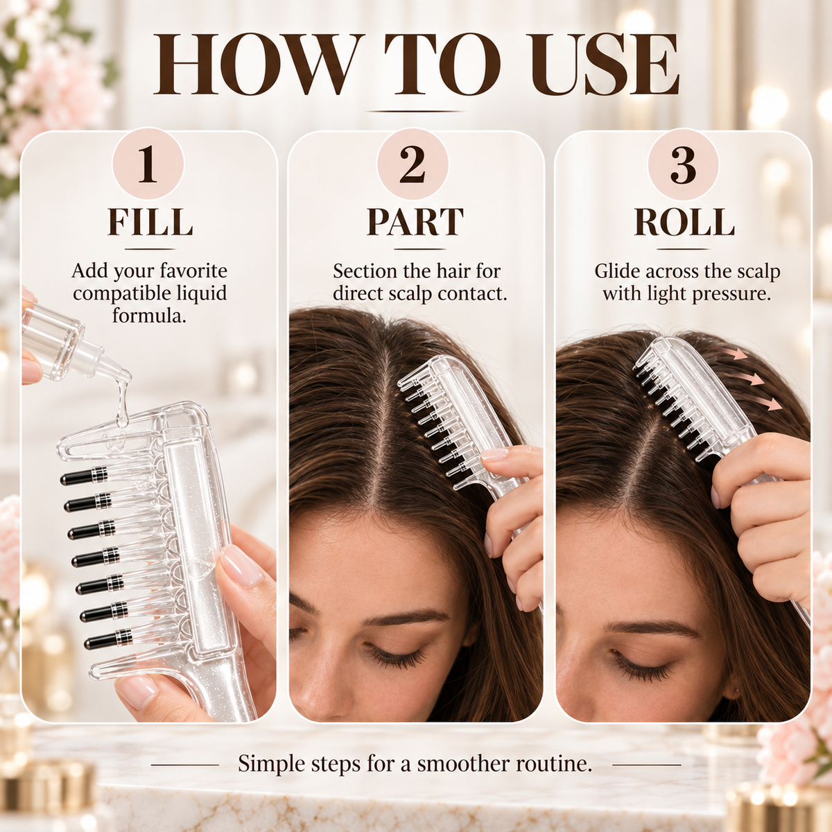 Crystal Roller Scalp Oil Applicator Comb